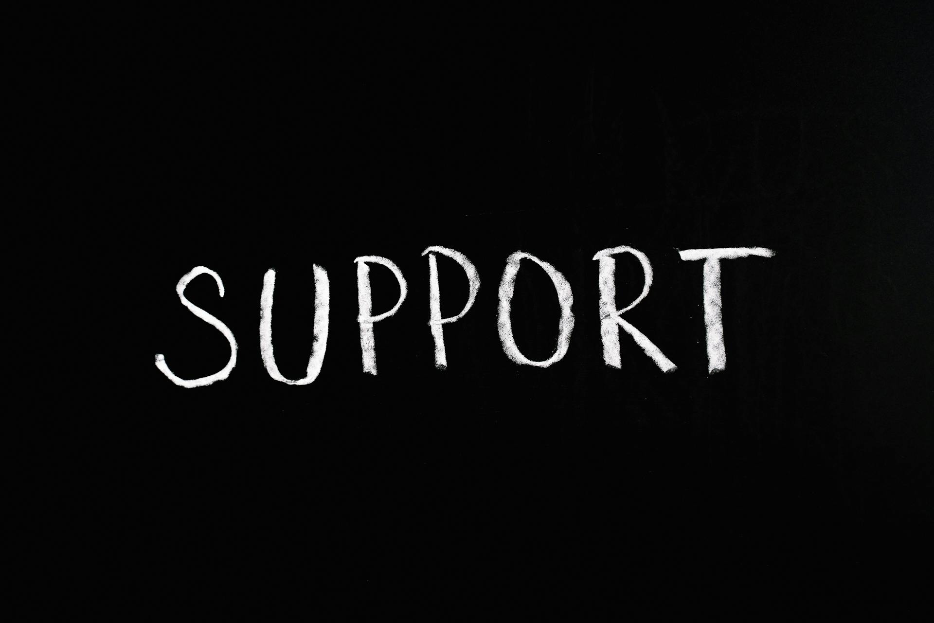 word support written on black board